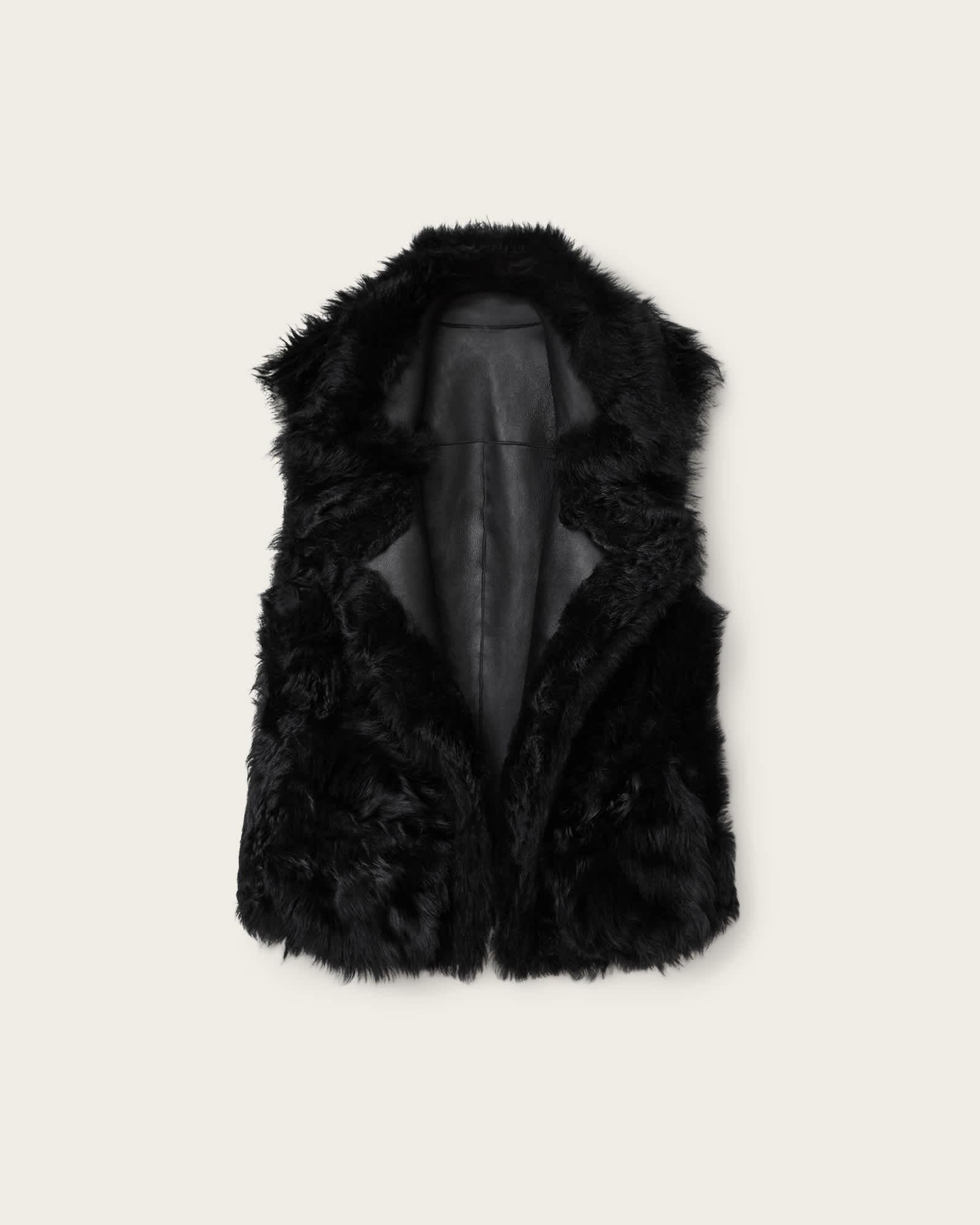 Luna Shearling Reversible Gilet Black | ALLSAINTS US Product Image
