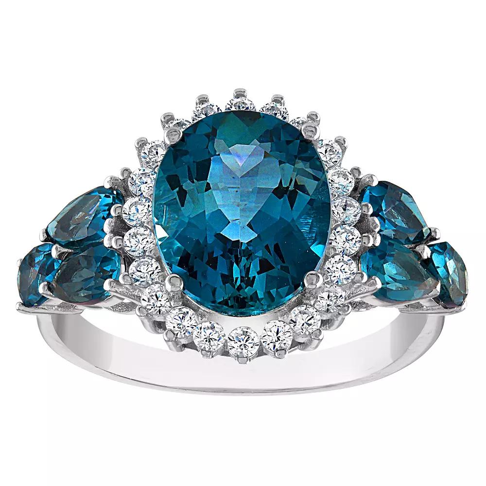 Designs by Gioelli Sterling Silver London Blue Topaz & Lab-Created White Sapphire Ring, Women's,  Product Image