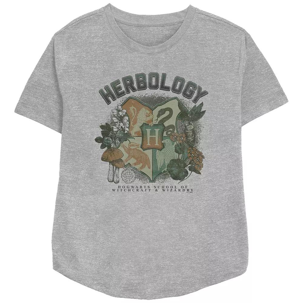 Women's Harry Potter Hogwarts Herbology Crest Relaxed Fit Graphic Tee, Girl's, Size: Large, Athletic Grey Product Image