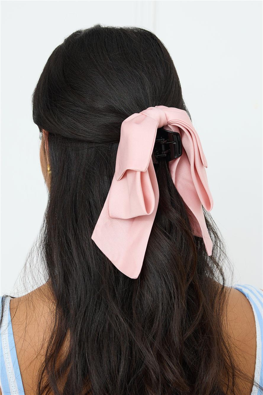Matte Satin Bow Claw Clip Pink Product Image