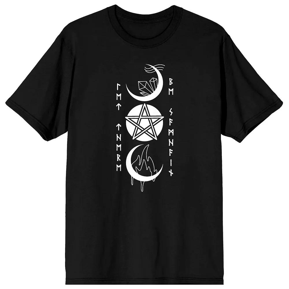 Men's Halloween Moon & Pentagram "Let There Be Samhain" Runes Graphic Tee,  Product Image