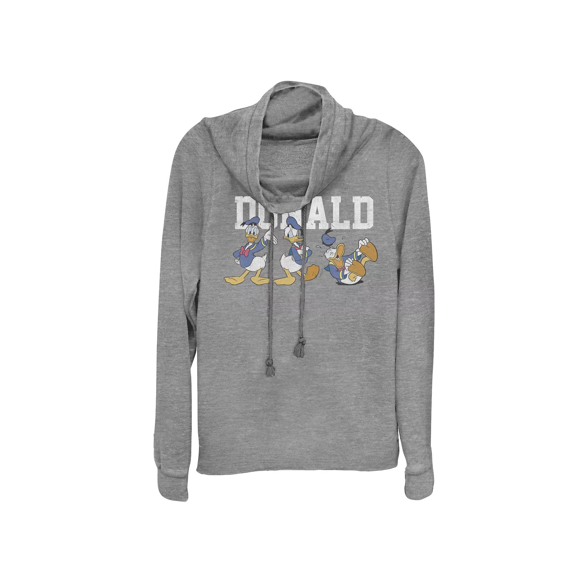 Disney Donald Duck Juniors' Action Pose Cowlneck Graphic Lightweight Long Sleeve, Girl's,  Product Image