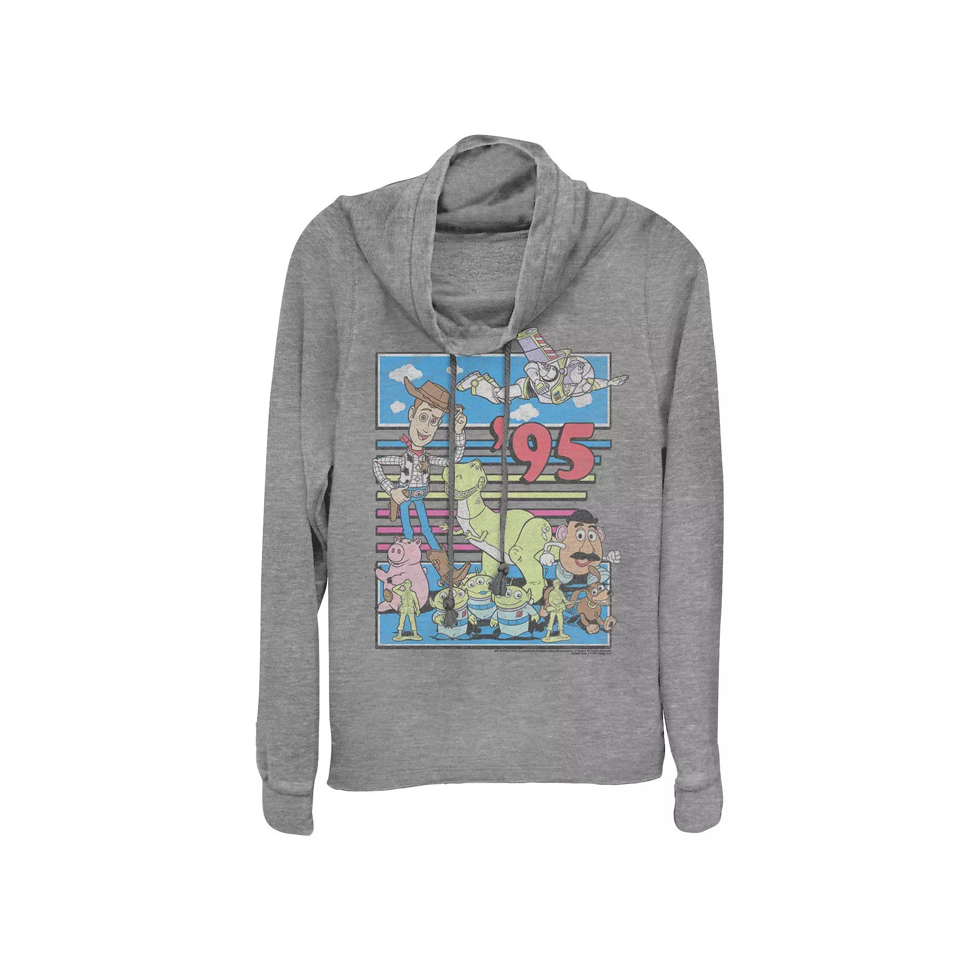 Disney / Pixar's Toy Story Juniors' 95 Retro Distressed Colorful Cowlneck Graphic Lightweight Long Sleeve, Women's,  Product Image