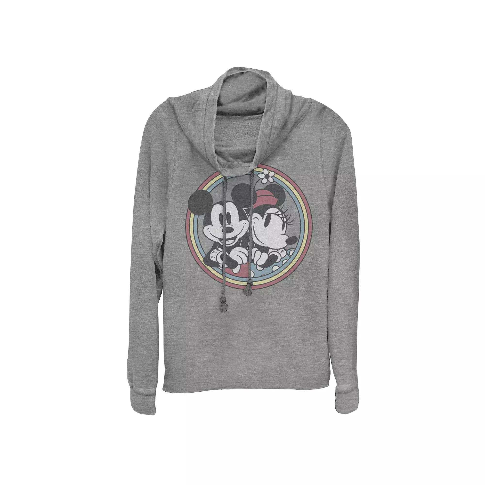 Disney's Mickey And Friends Juniors' Retro Cowlneck Graphic Lightweight Long Sleeve, Girl's,  Product Image