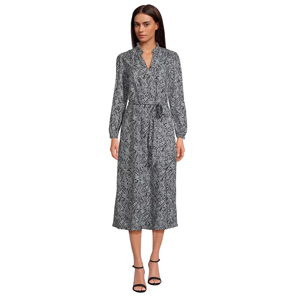 Women's Lands' End Split Neck Midi Dress,  Product Image