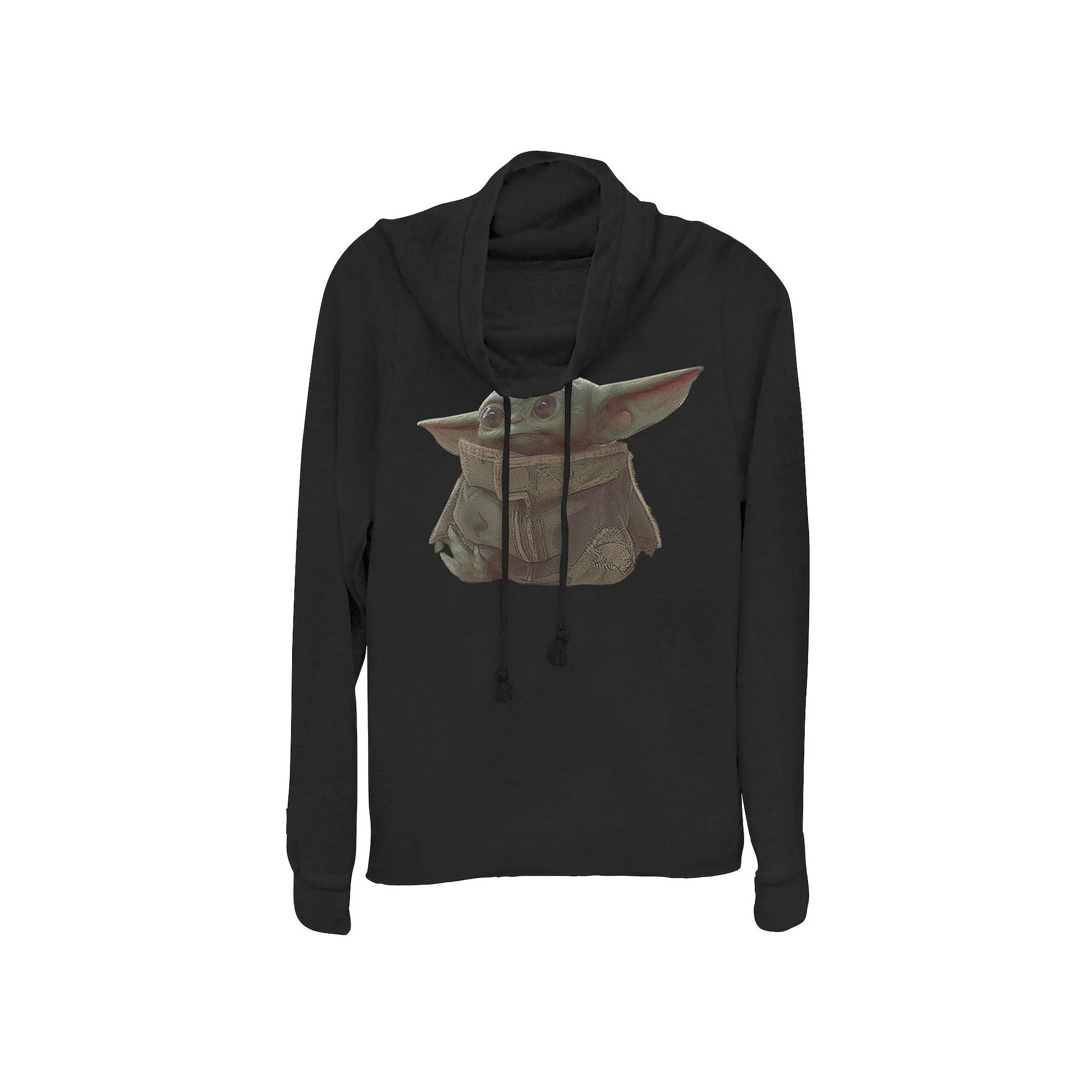 Juniors' Star Wars The Mandalorian The Child Baby Yoda Cowlneck Graphic Lightweight Long Sleeve, Girl's,  Product Image