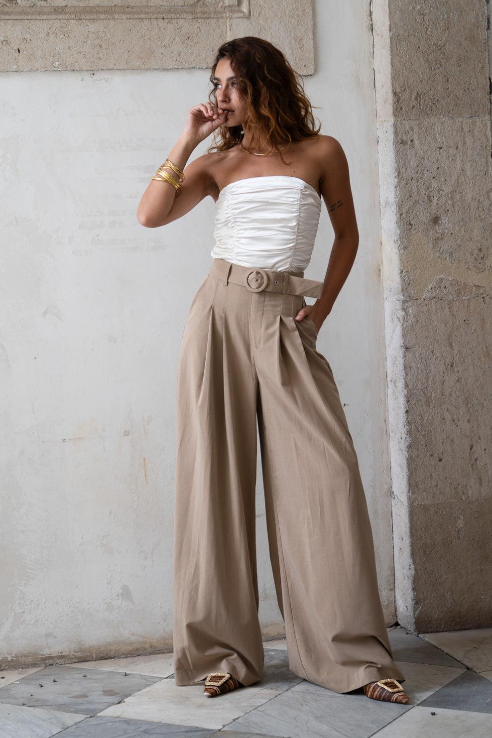 Savina Ivory Strapless Ruched Satin Top Product Image