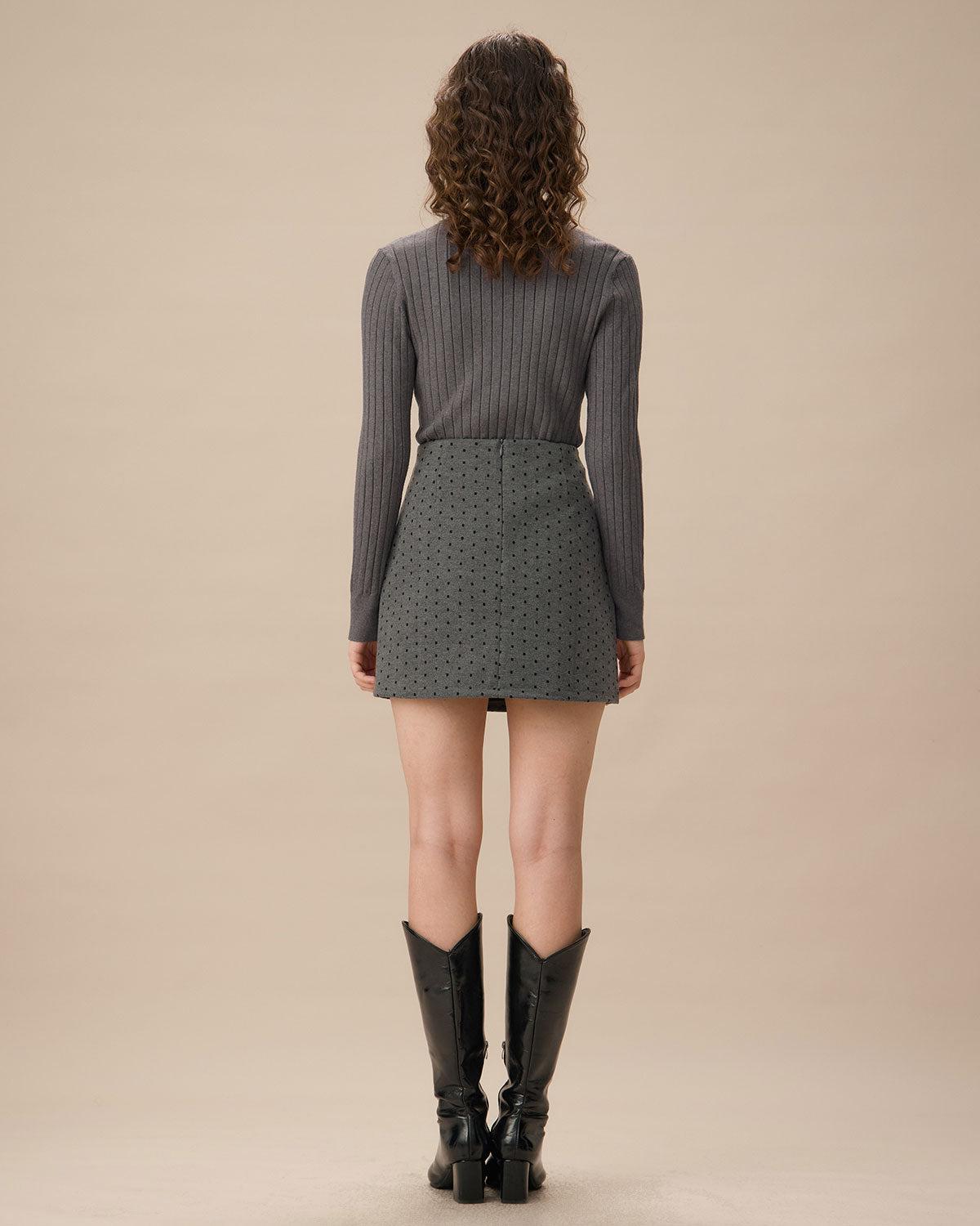 Grey V-Neck Single-breasted Cardigan Product Image