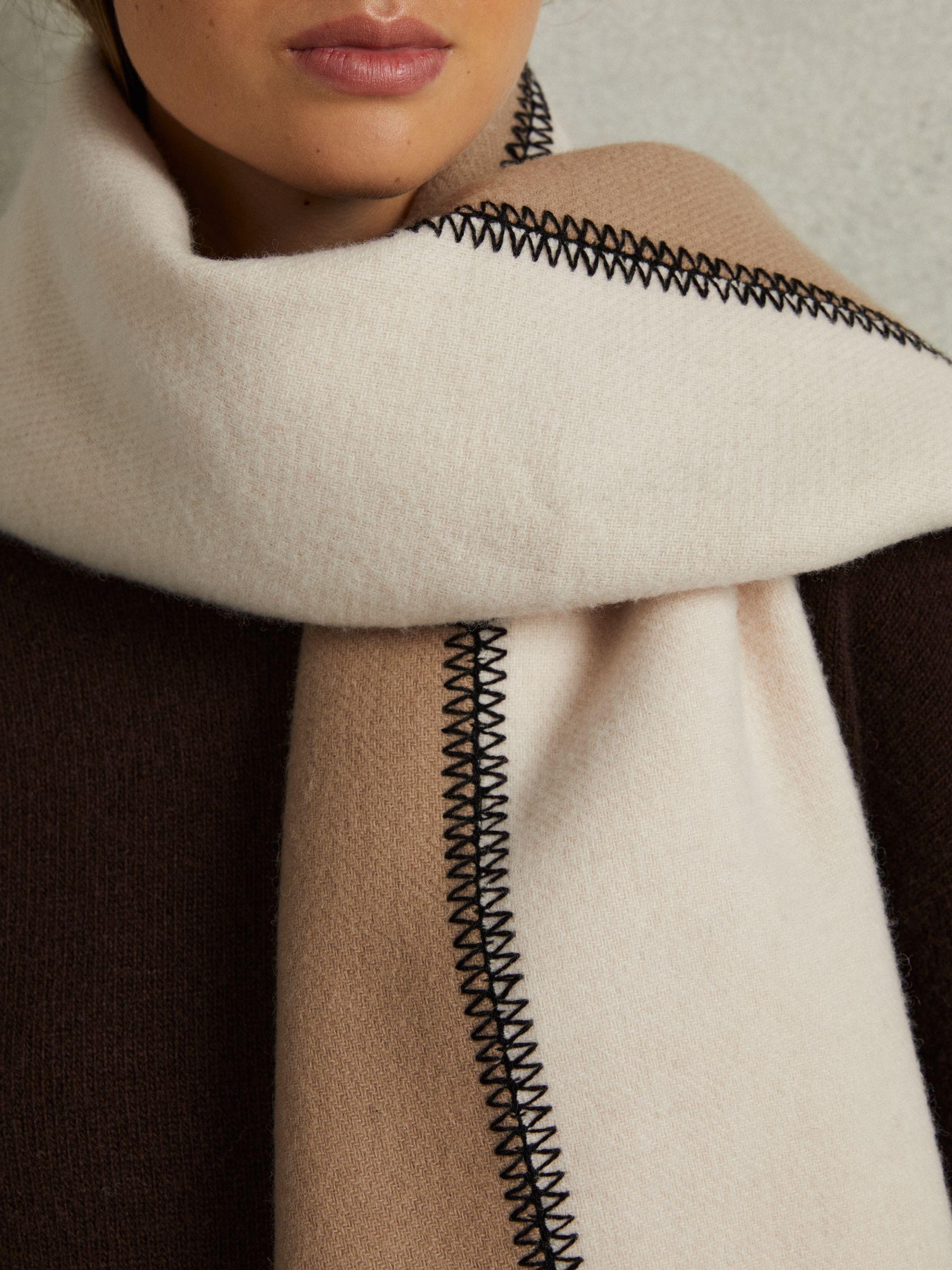 Lambswool Whipstitched Scarf in Camel Product Image