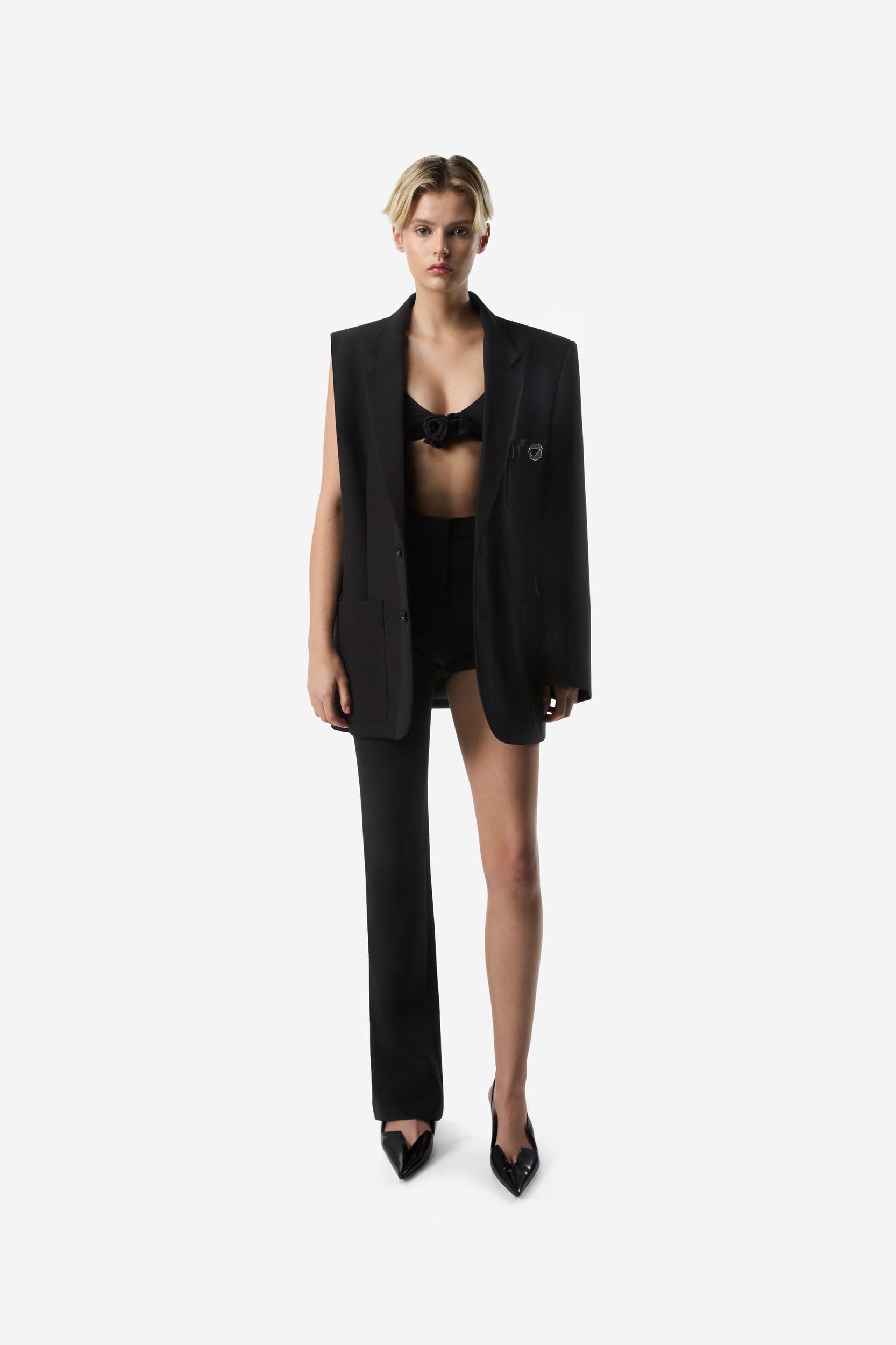 One-Arm Belted Pocket Tailored Jacket Product Image