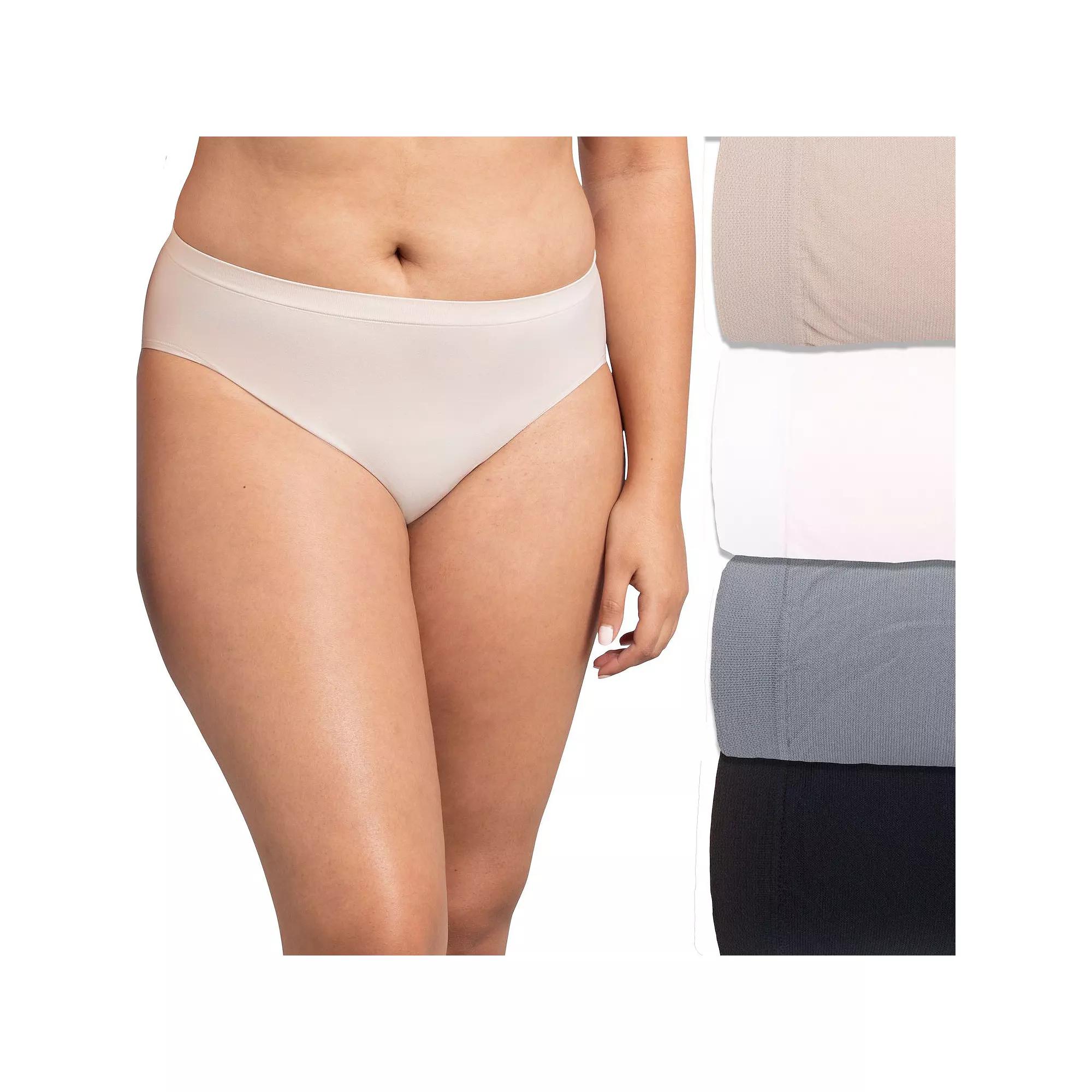 Women's Fruit of the Loom® Signature Seamless 4-pack Soft Hi-Cut Panty Set 4DSLHCTK,  Product Image