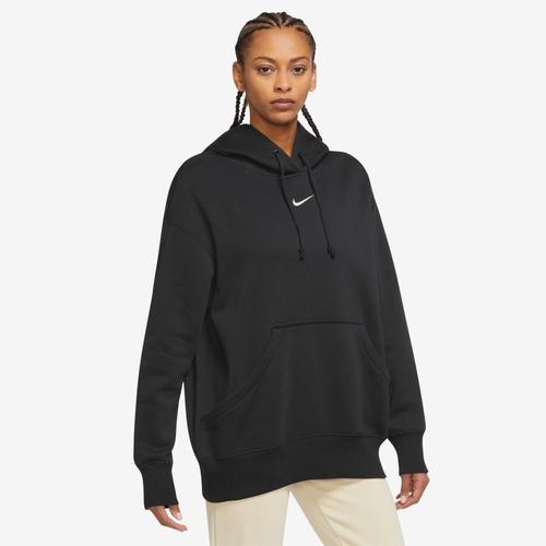 Nike Womens Nike Phoenix Fleece OS Pullover Hoodie - Womens Black/White Product Image