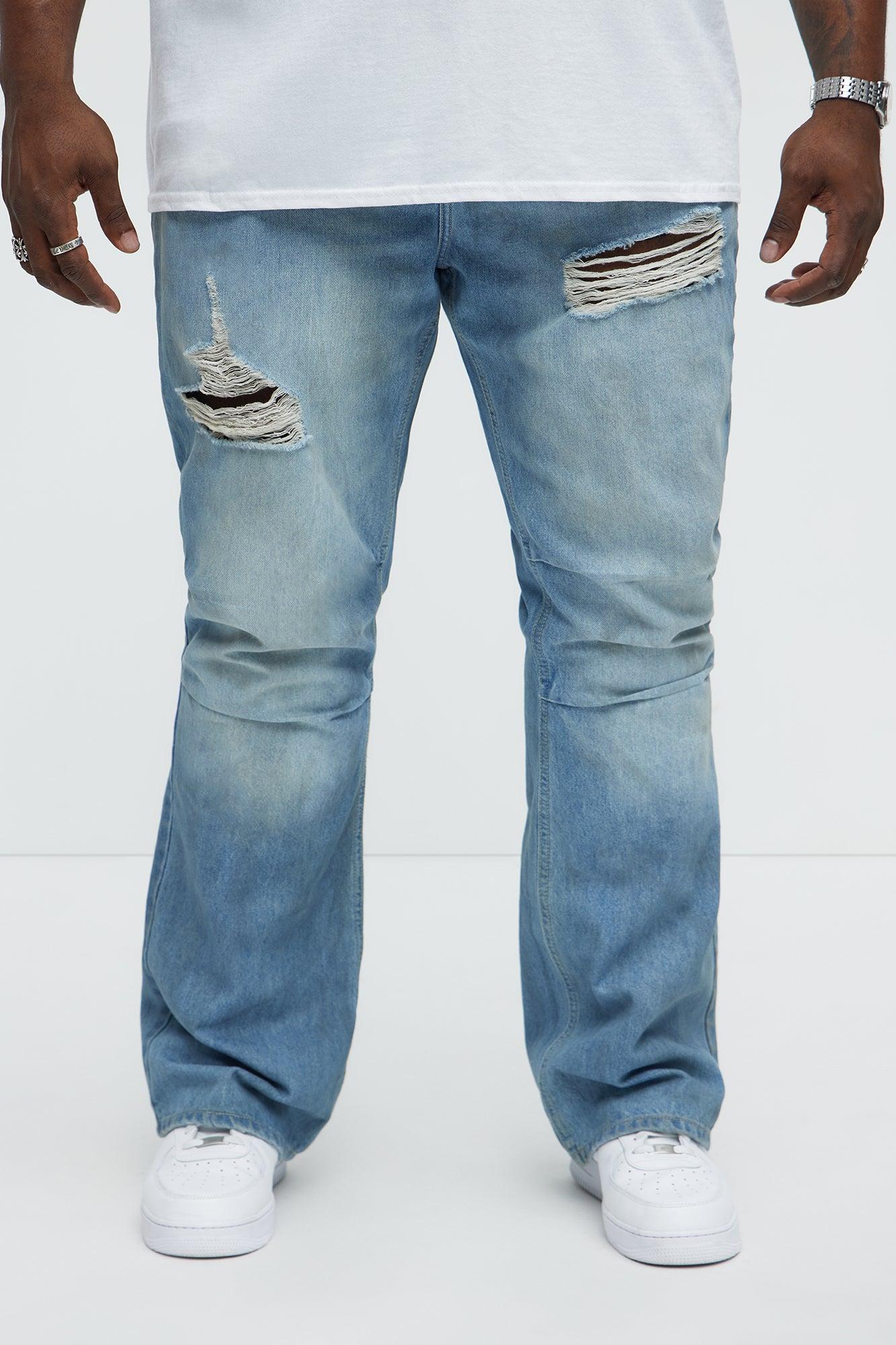 Out And About Ripped Stacked Slim Flare Jeans - Light Wash Male Product Image