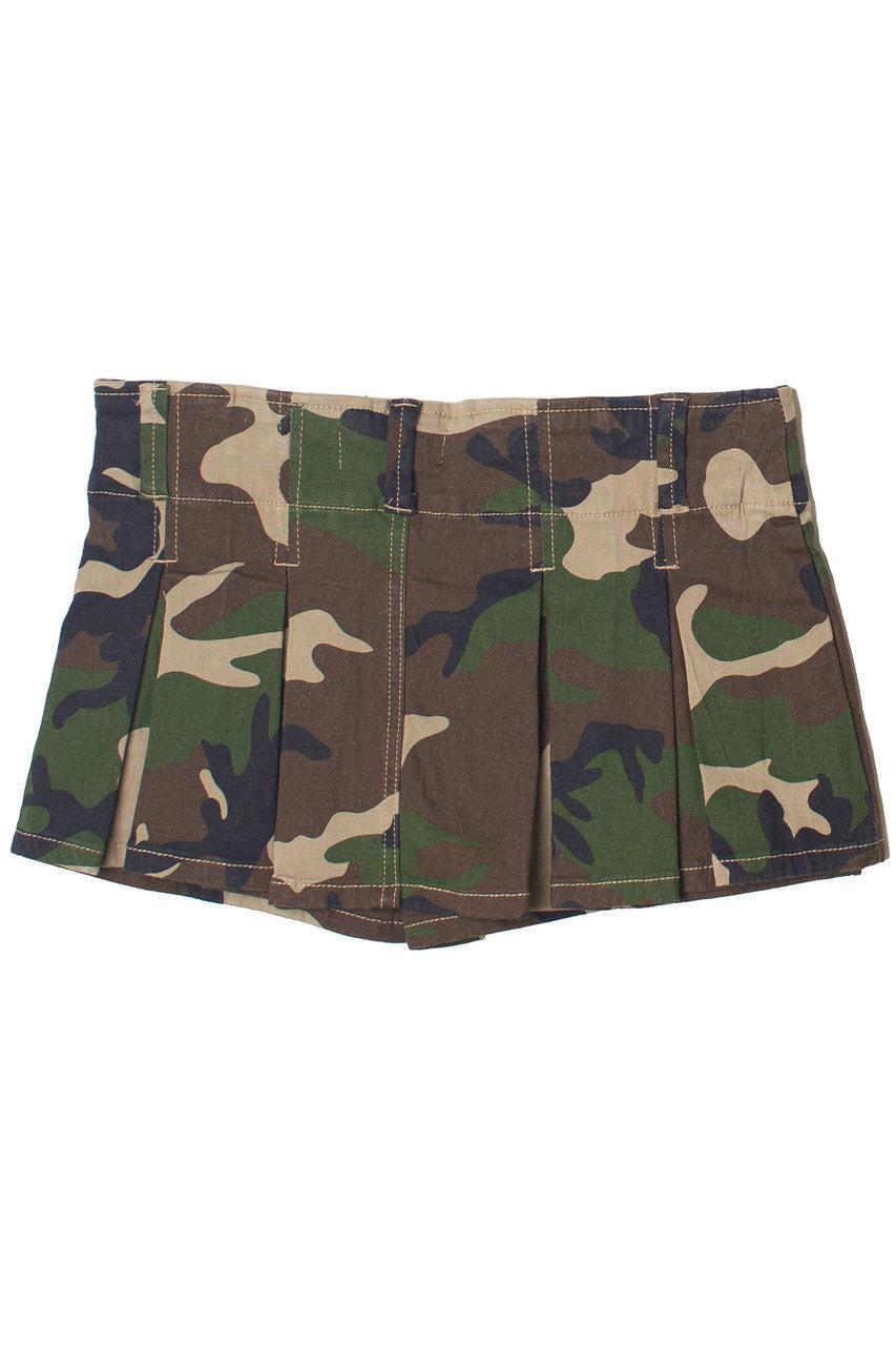 Low Rise Denim Pleated Mini Skort Product Image