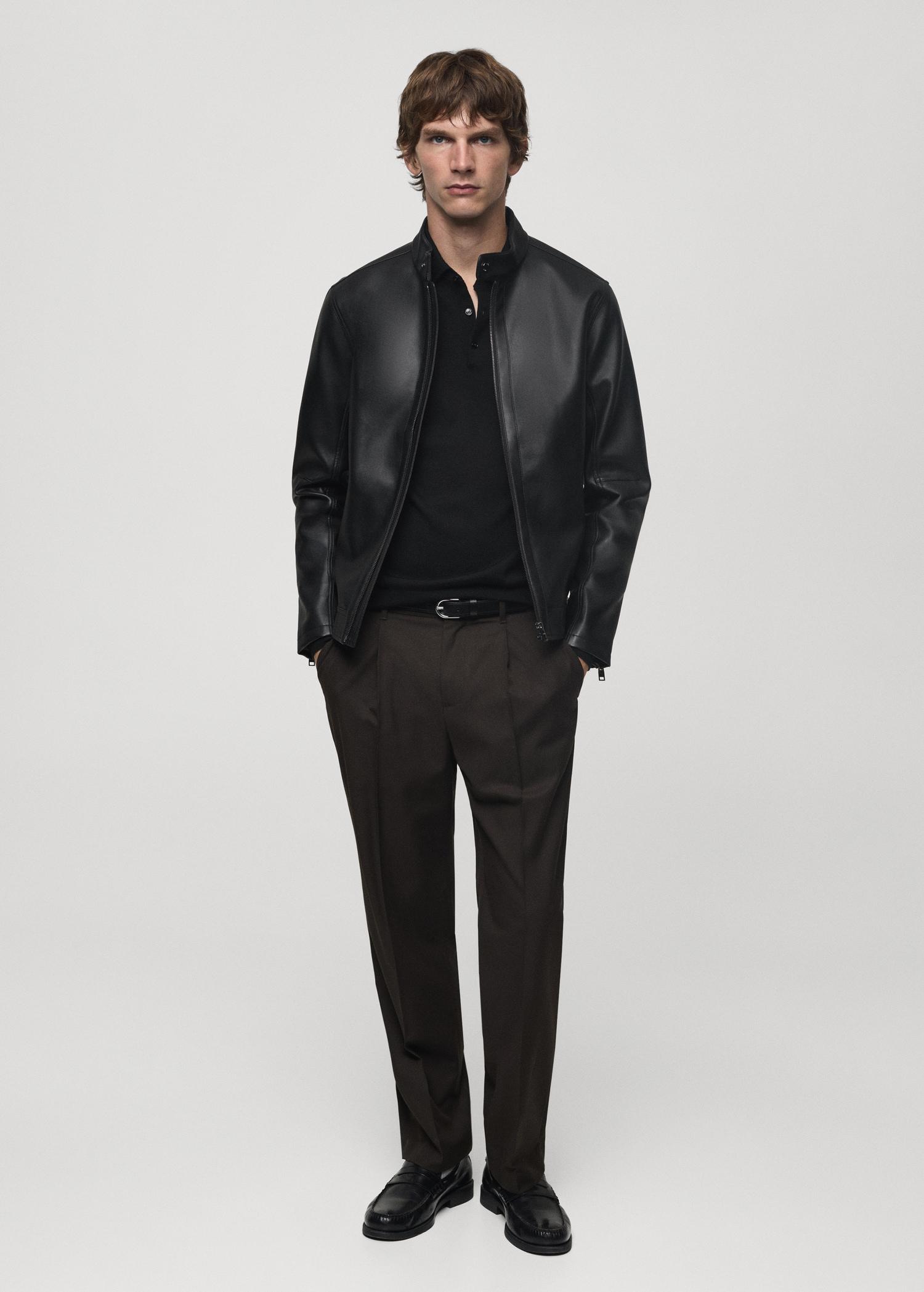 Nappa leather-effect jacket - Men | MANGO USA Product Image