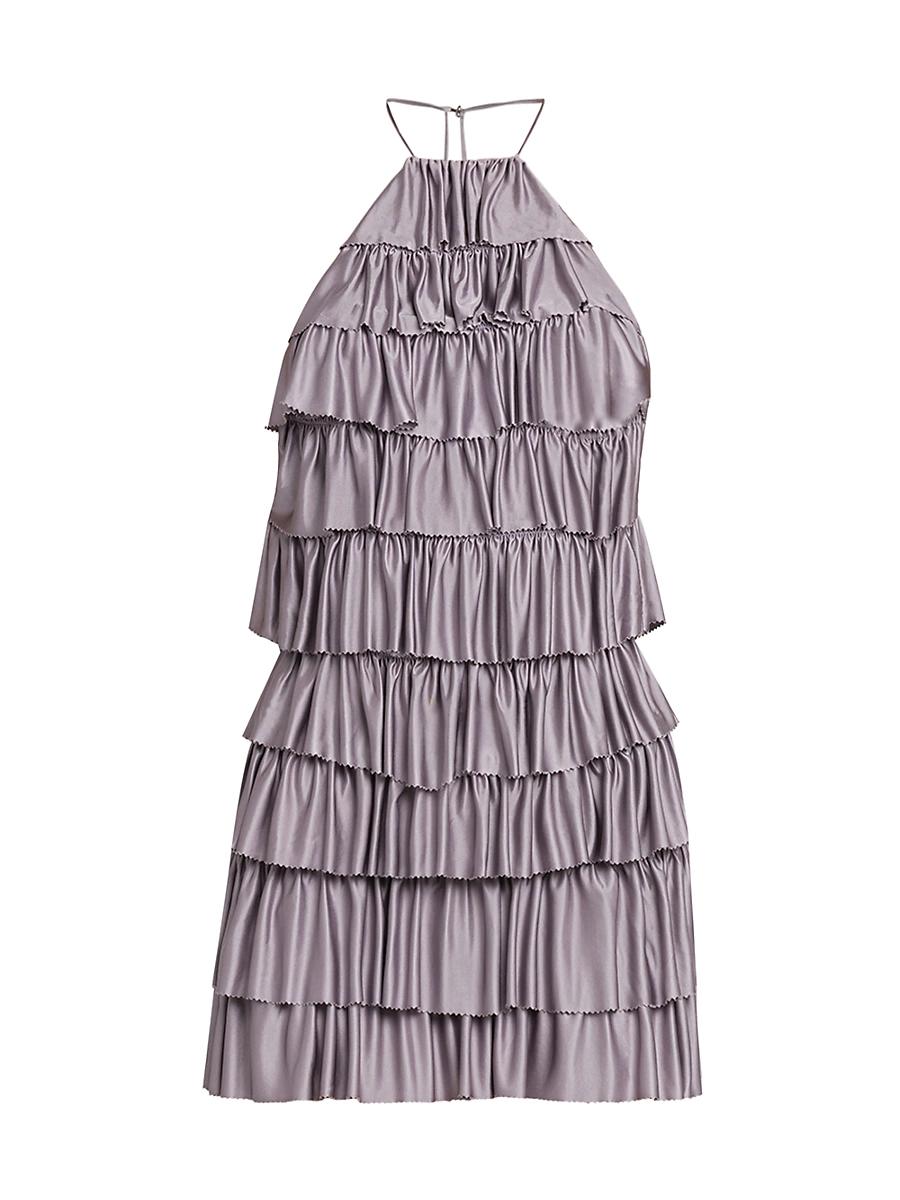 Womens Light Lustrous Ruffle Cocktail Dress Product Image