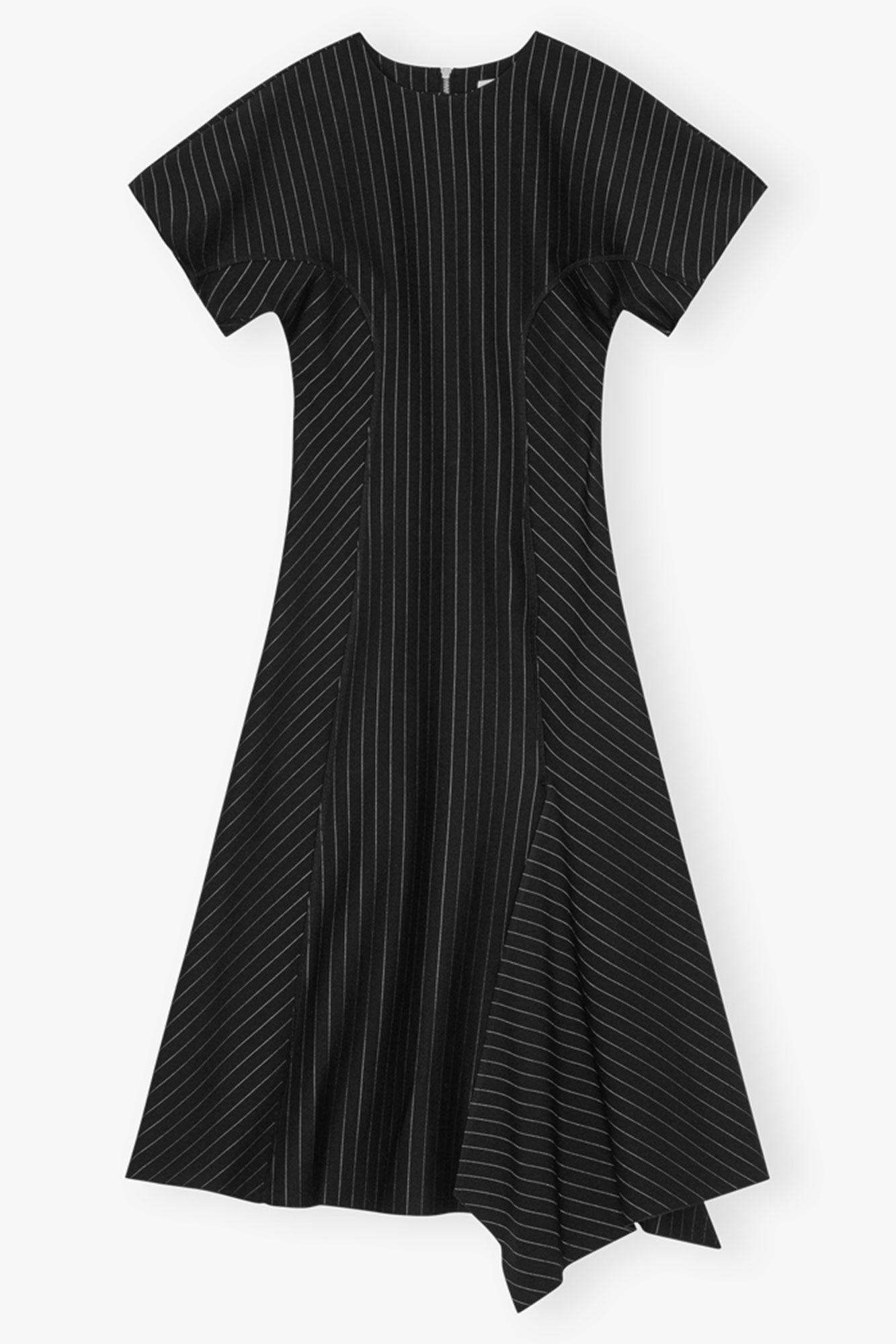 Black Pinstripe Long Dress Product Image