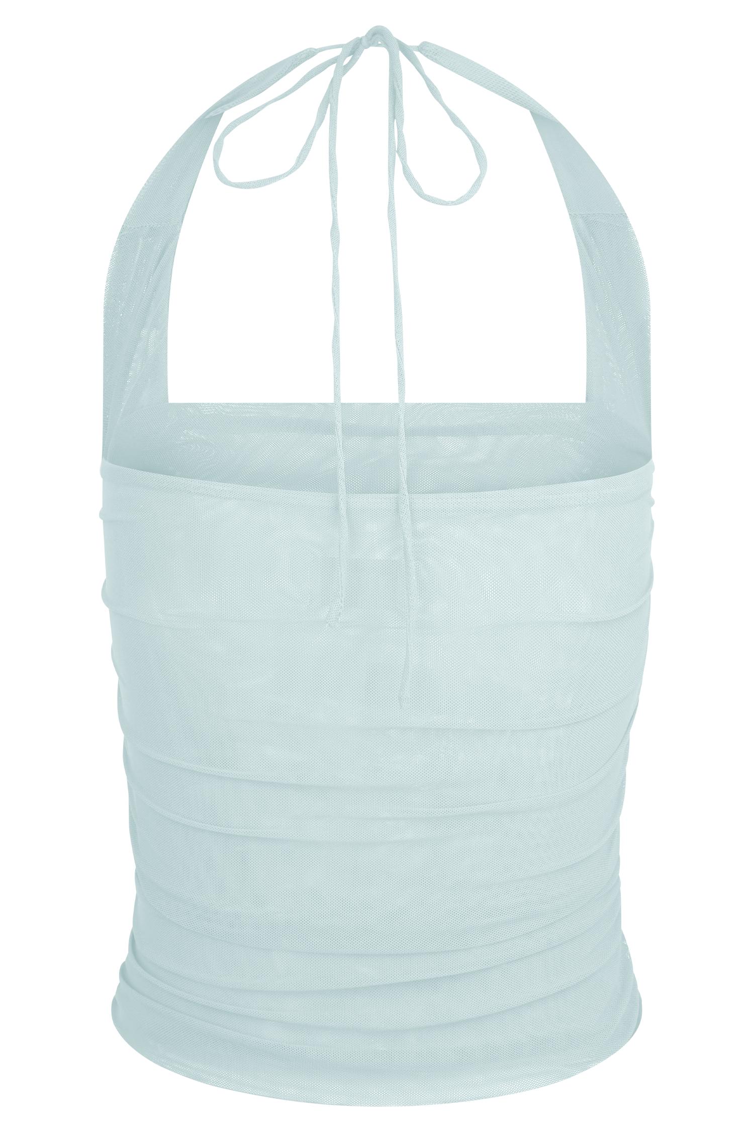 Brooklyn Mesh Crop Top - Pale Blue Product Image