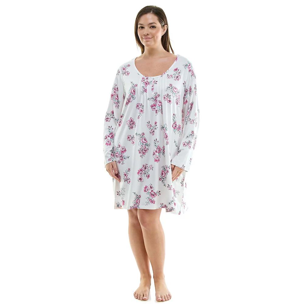 Plus Size Croft & Barrow® Cozy Luxe Long Sleeve Pajama Gown, Women's, Size: 1XL, Fiona Floral Product Image