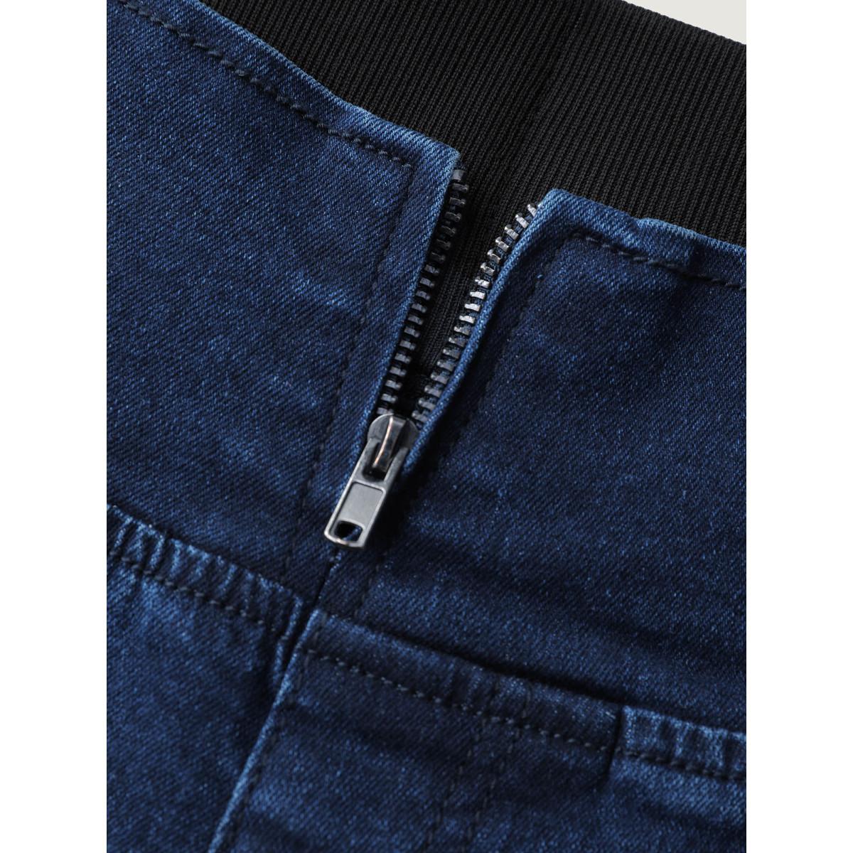 Plus Size Stretchy Waist Flared Hem Jeans Women Denimindigo Leisure High stretch Slanted pocket Jeans BloomChic 24/3X Product Image