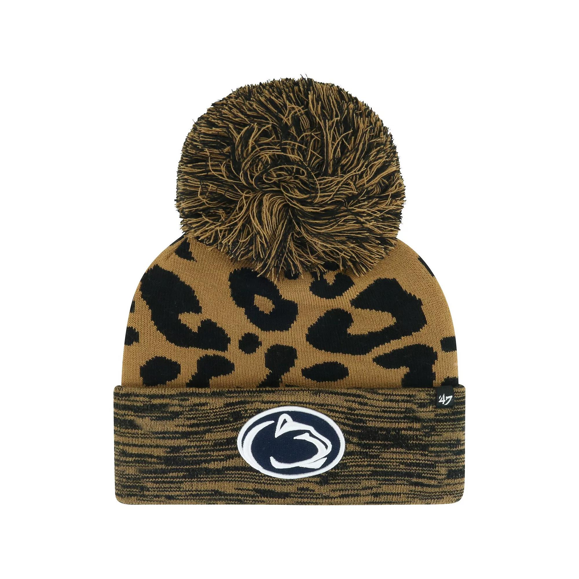 Women's '47  Brown Penn State Nittany Lions Rosette Cuffed Knit Hat with Pom Product Image
