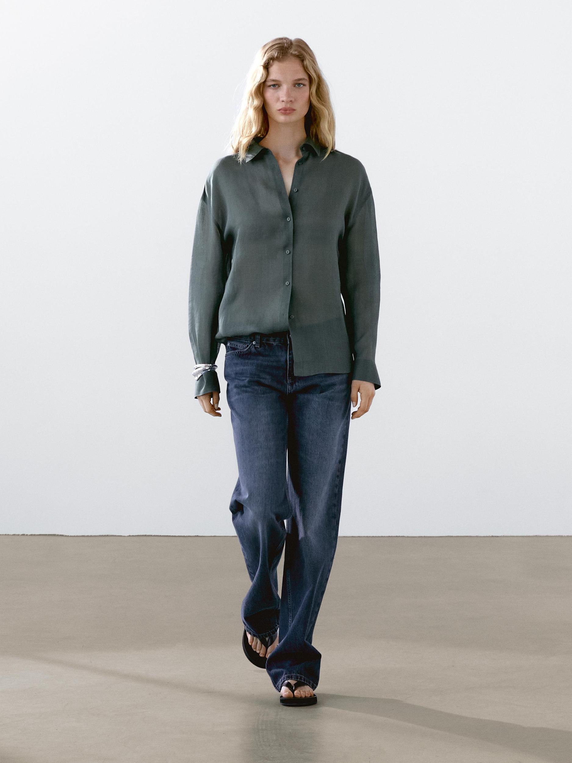 Flowing ramie blend shirt Product Image