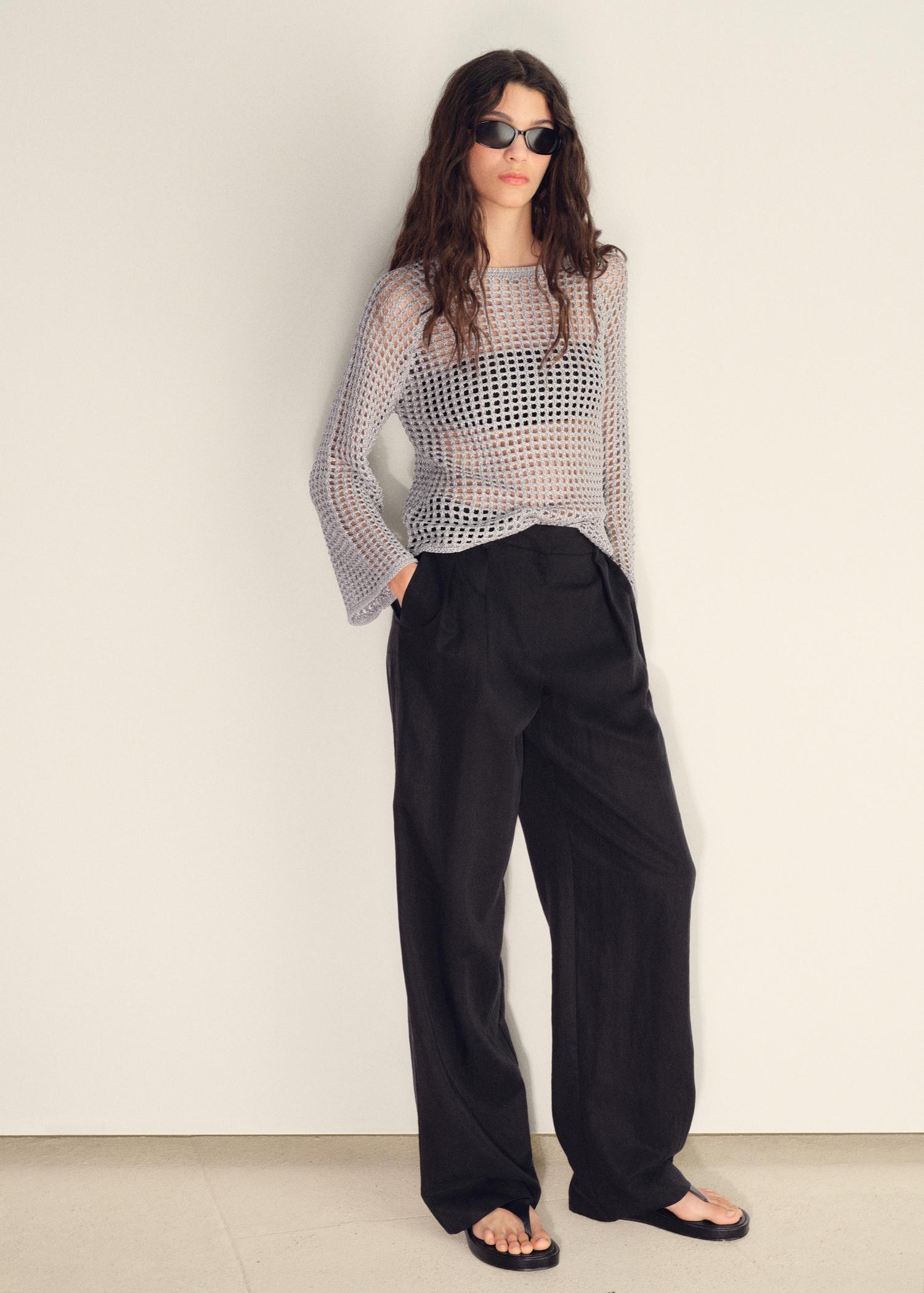 Long-sleeved crochet sweater - Women | MANGO USA Product Image