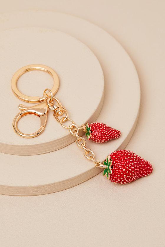 Strawberry Patch Gold and Red Bag Charm Product Image
