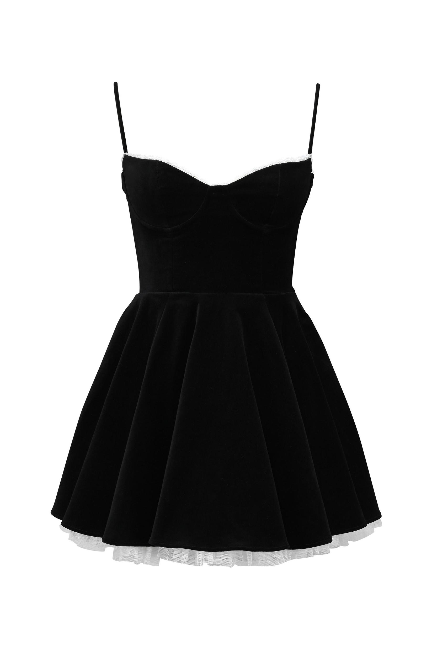 Minimoiselle  black velvet tulle mini dress Product Image