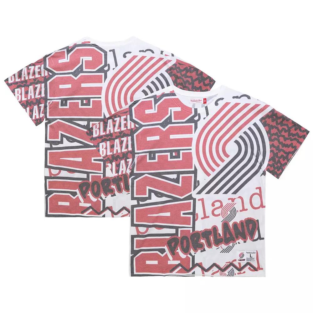 Men's Mitchell & Ness  White Portland Trail Blazers Jumbotron 2.0 Sublimated T-Shirt, Size: XL Product Image