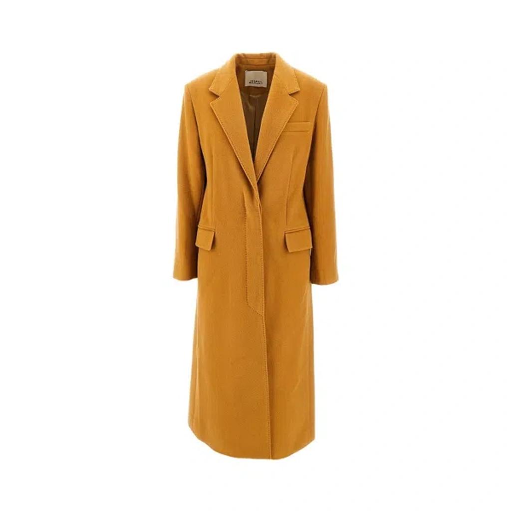 ISABEL MARANT Long Wool Blend Coat With Notched Lapels In Brown Product Image