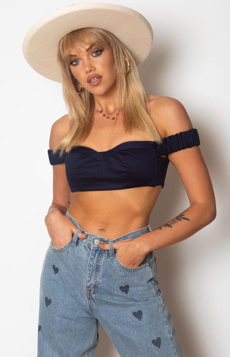 Susie Off The Shoulder Crop Top Midnight Baby Product Image