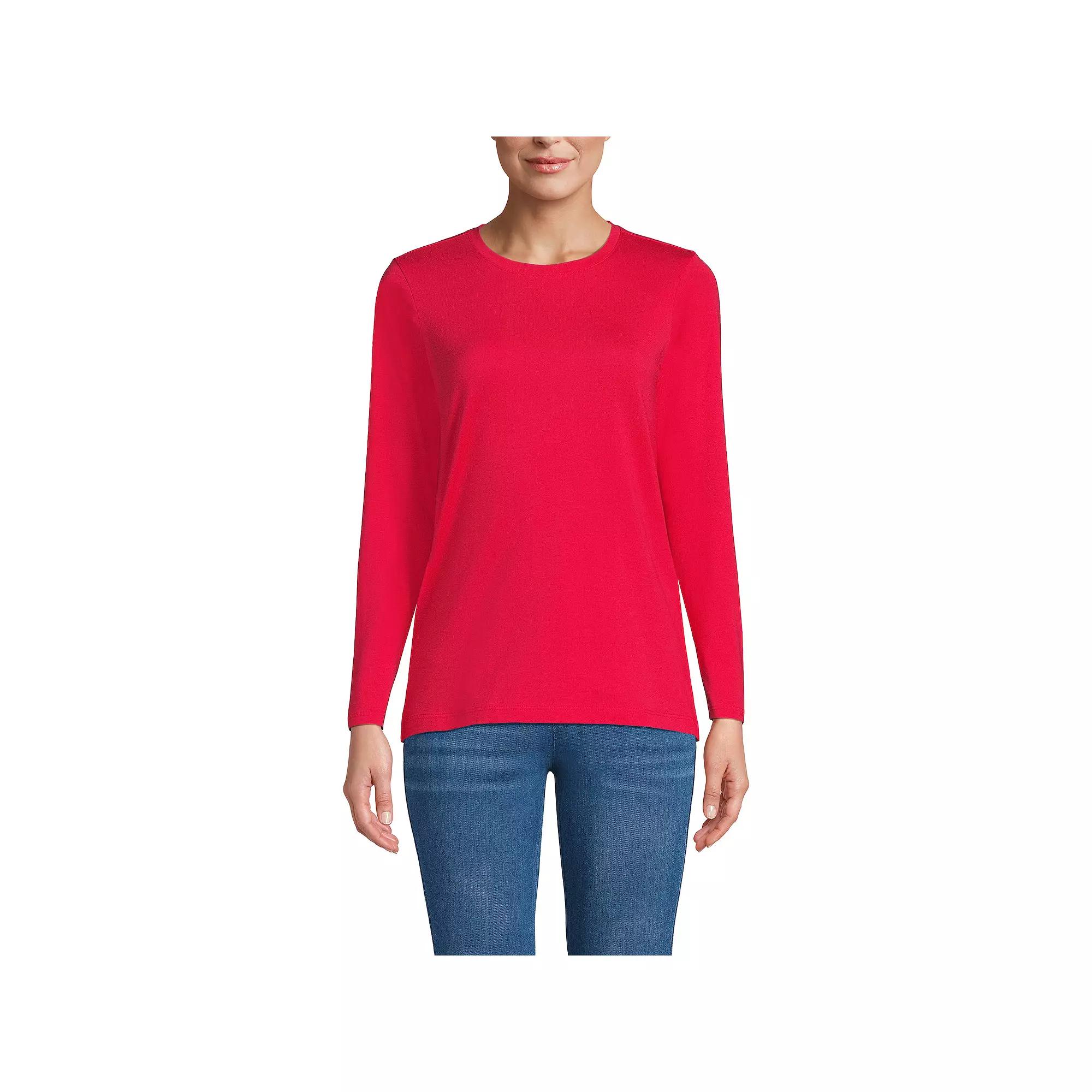 Petite Lands' End Relaxed-Fit Supima Long Sleeve Cotton Crewneck Tee, Women's,  Product Image