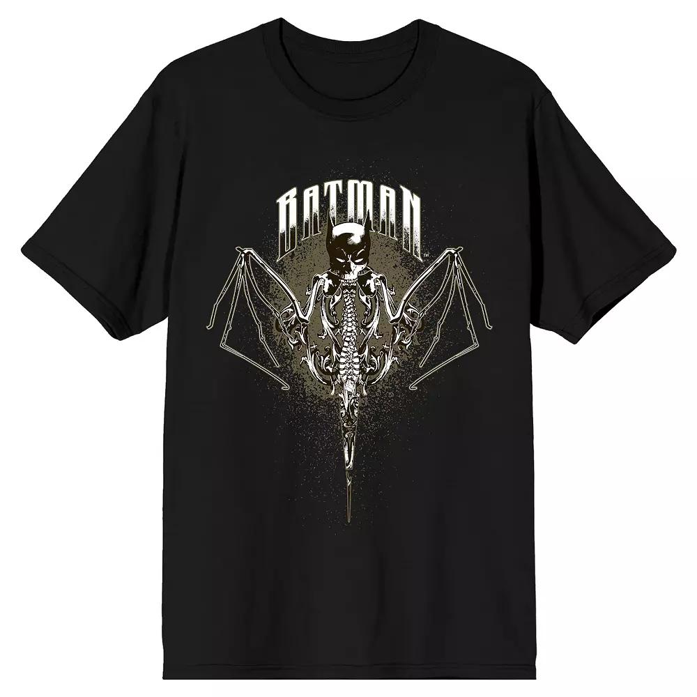 Men's Batman Bat Mask With Skull Long Sleeve Tee, Size: Medium, Black Product Image