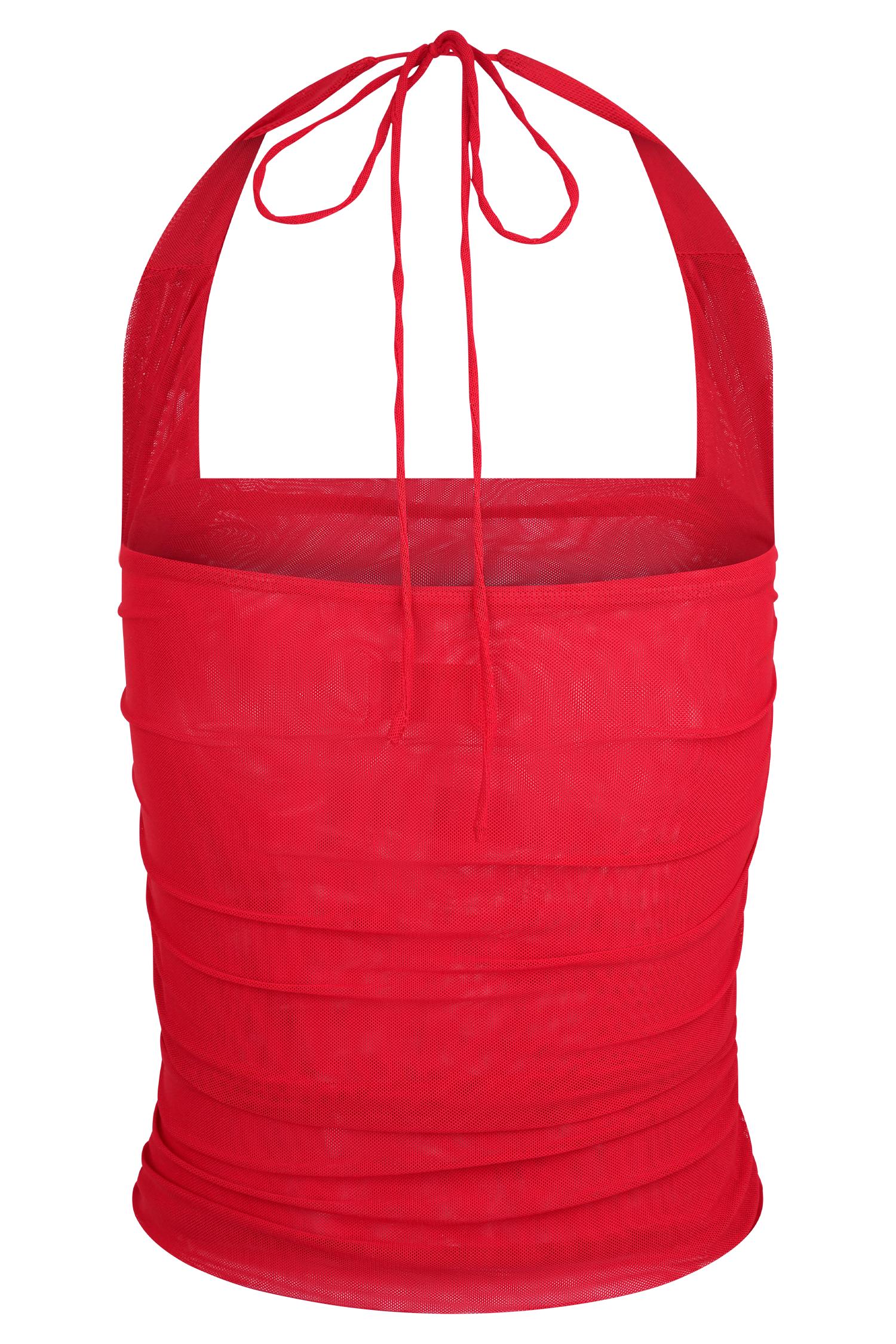 Brooklyn Mesh Crop Top - Ruby Product Image