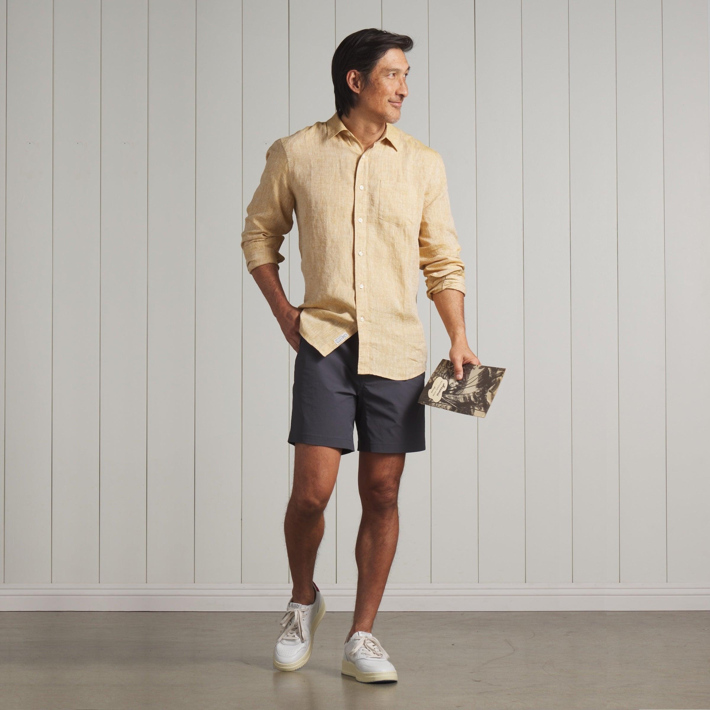 Nantucket Yarn Dyed Linen Shirt - Mustard Product Image