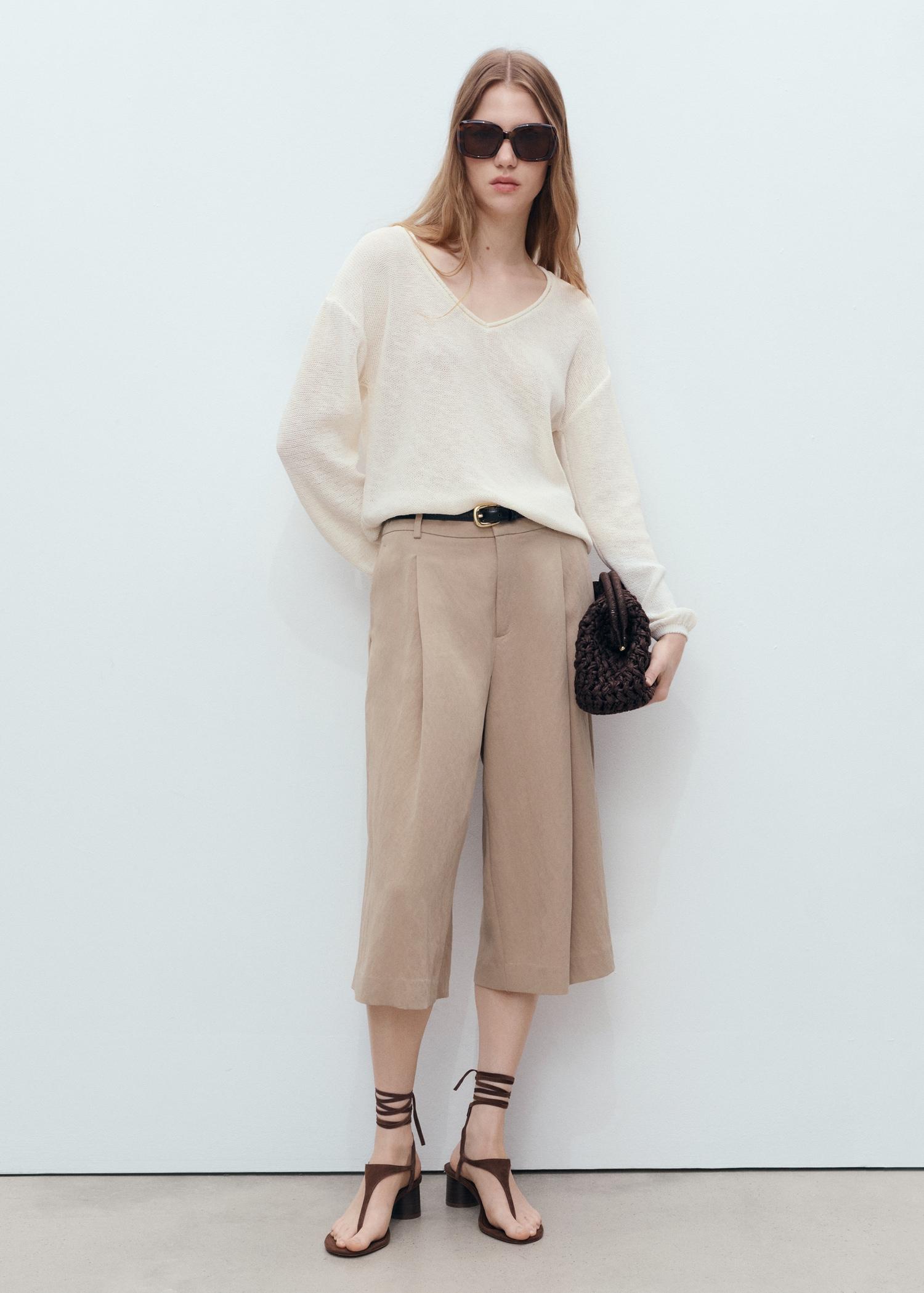 V-neck knit sweater - Women | MANGO USA Product Image