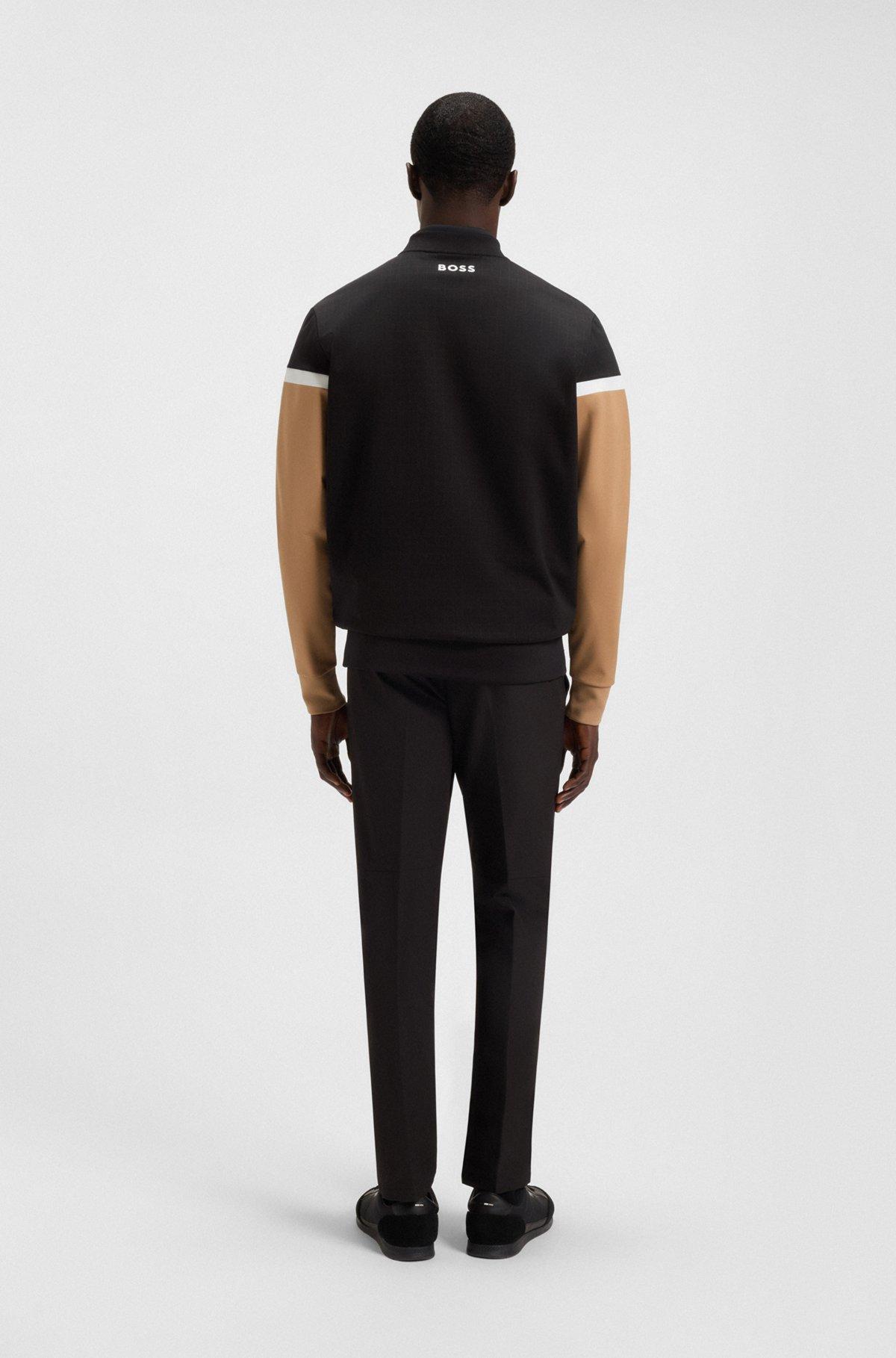 BOSS - The Open jersey jacket with color-blocking - Black Product Image