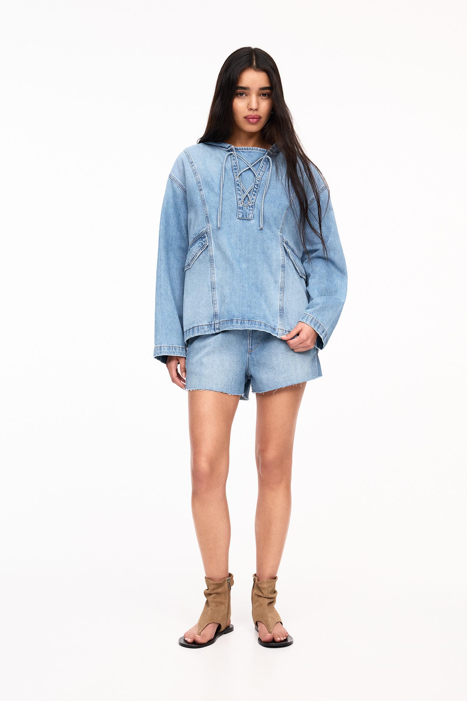 Denim pouch pocket jacket Product Image