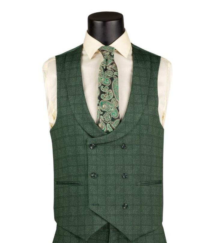 Slim Fit 3 Piece Stretch Fabric Suit in Green Product Image