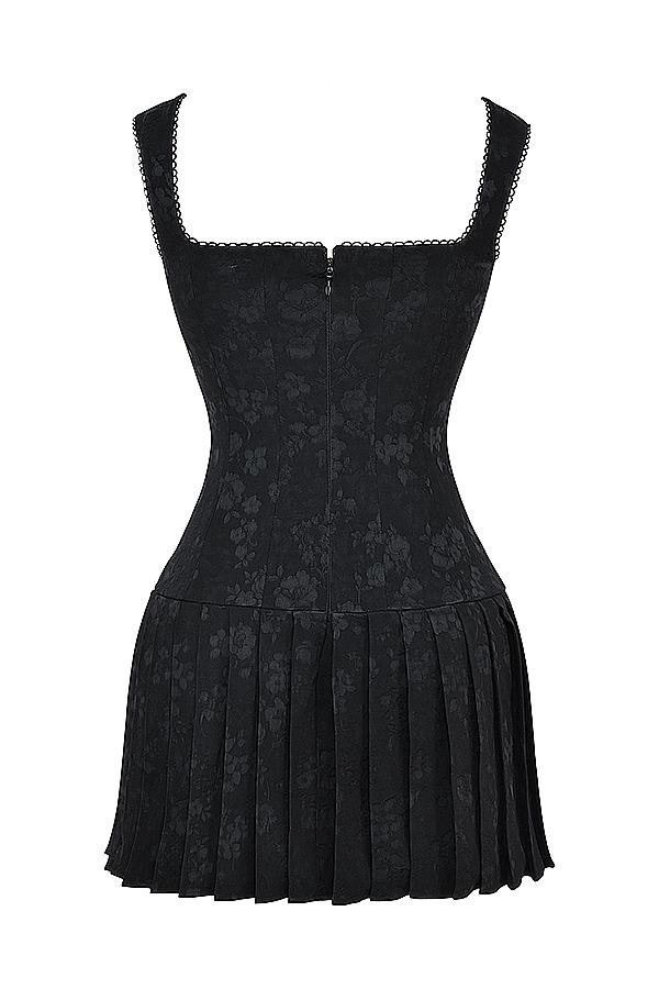 Talia  black pleated mini dress Product Image