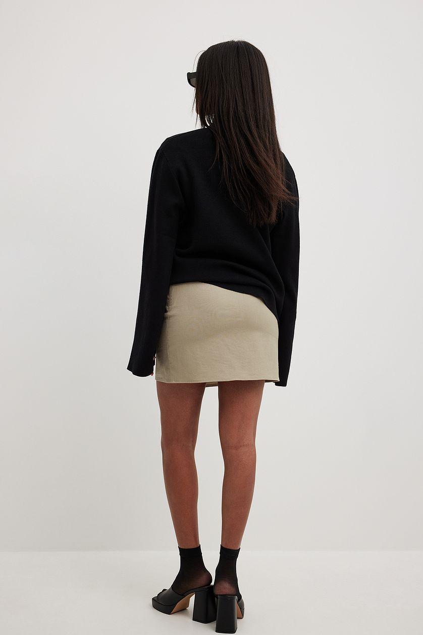 Linen Pocket Detail Overlap Skirt Product Image