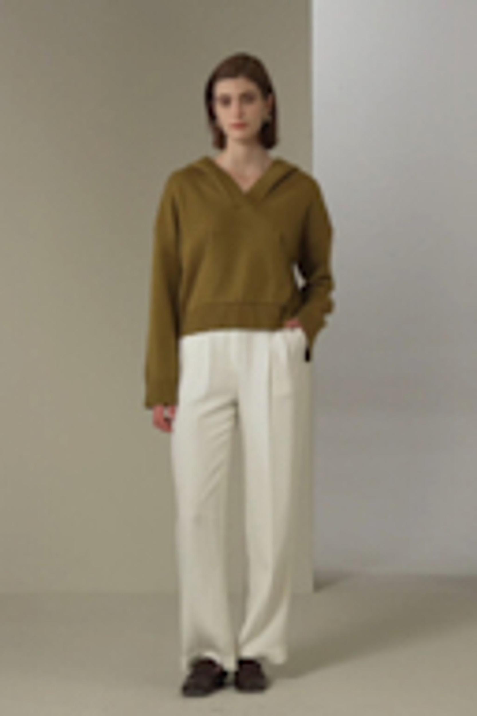 LILYSILK Hooded Cashmere Sweater - for Women - Green Wool Cashmere - Timeless Loose Fit Sweater S Product Image