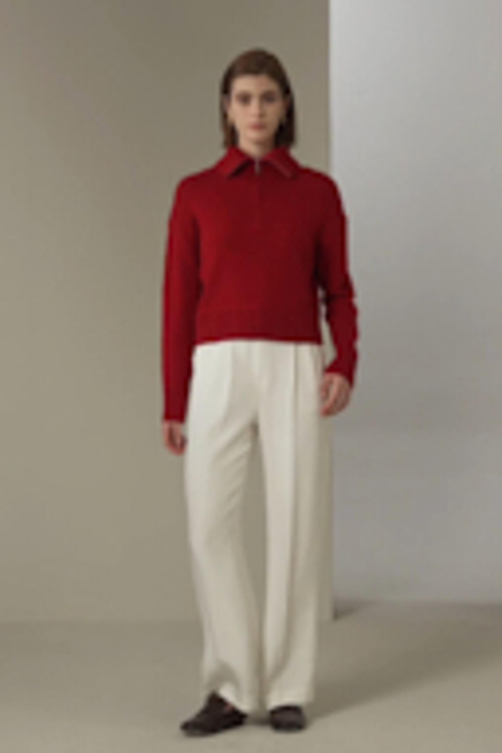 LILYSILK Quarter Zip Cashmere - for Women - White Golden Ratio Cashmere Wool Blend - Versatile Ribbed Tops S Product Image