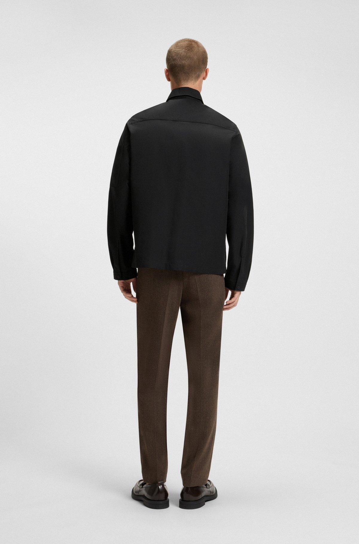 Zip-up canvas overshirt with logo label Product Image