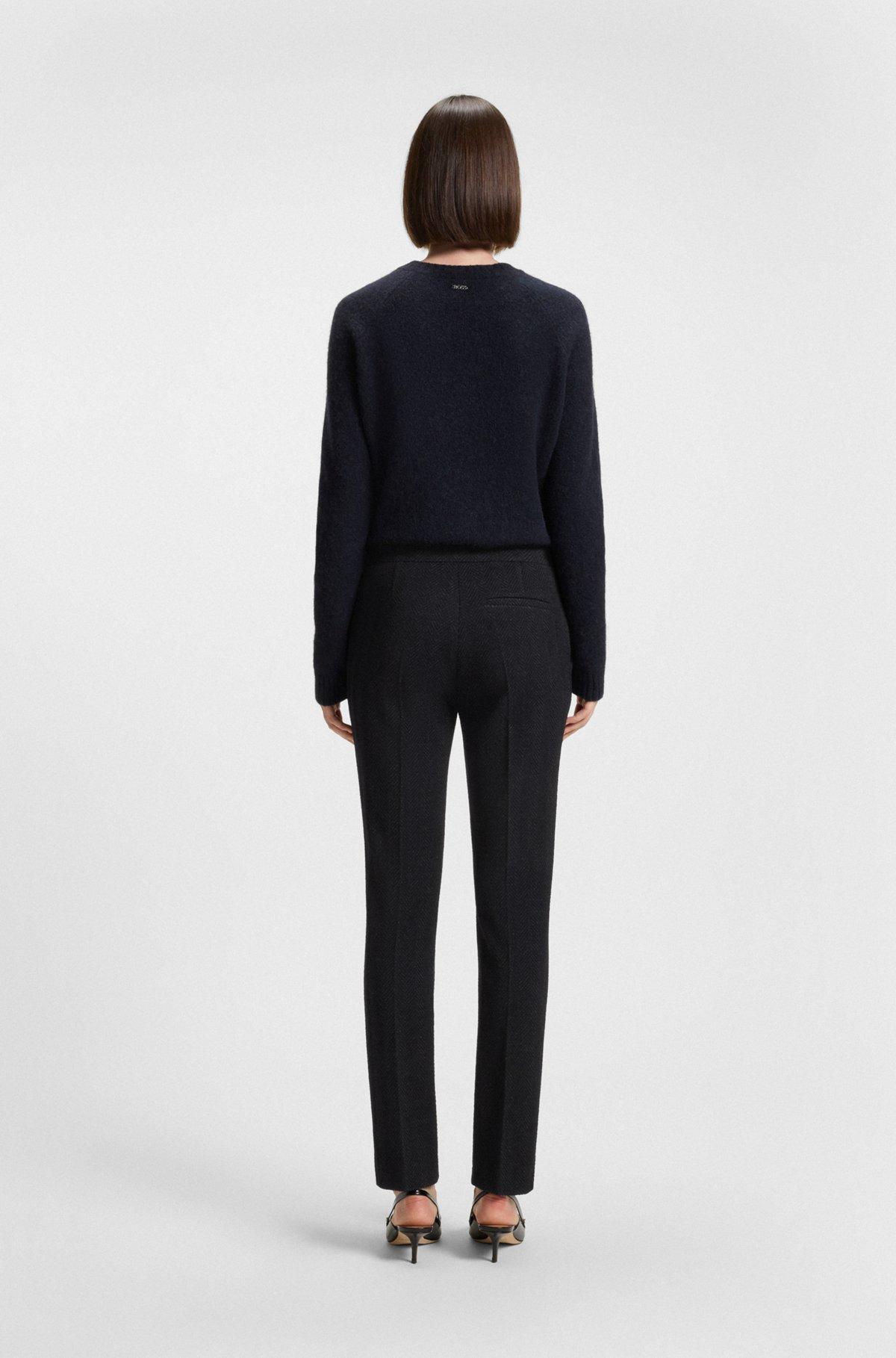 Slim-fit trousers in crease-resistant herringbone stretch jersey Product Image