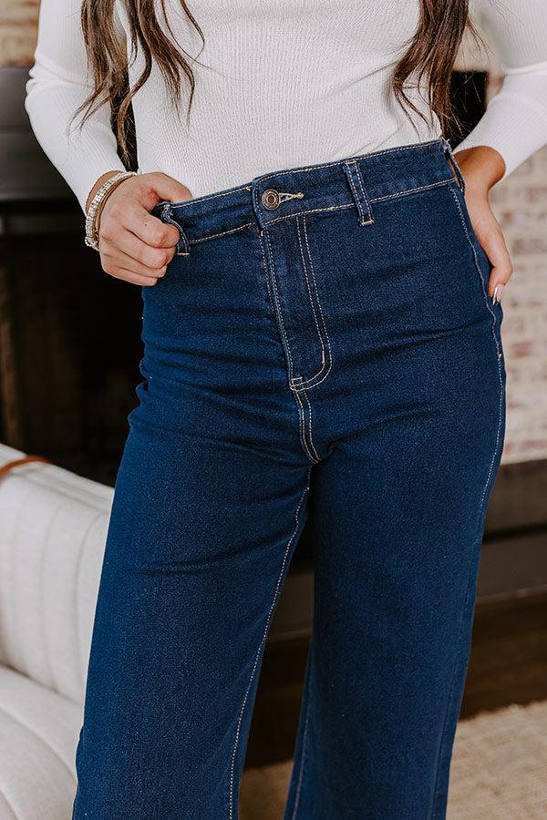 The Adriana High Waist Wide Leg Jean in Dark Wash Product Image