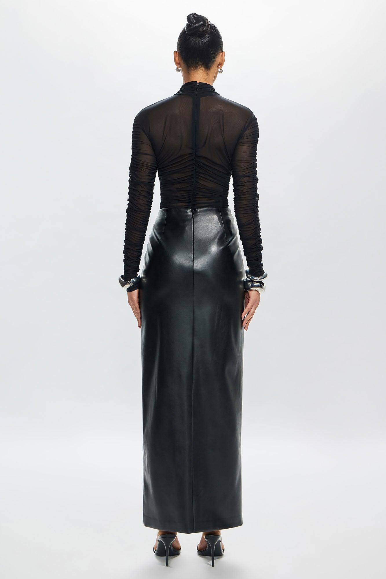 Madeline Sheer Ruched Top - Black Product Image