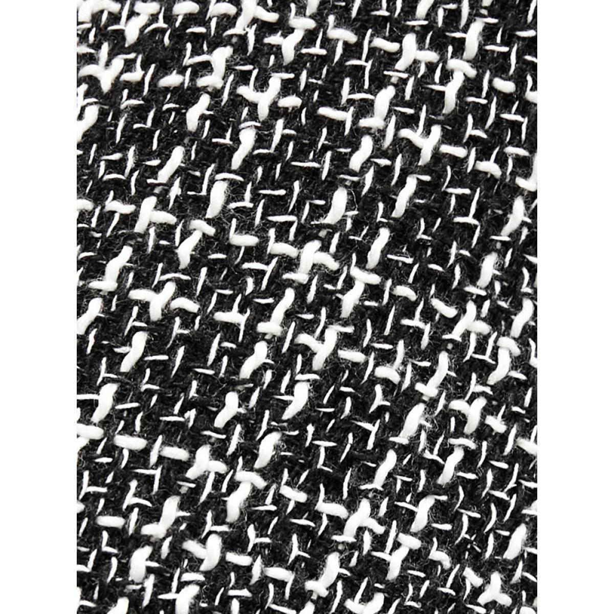 Plus Size Black Gingham Tweed Lantern Sleeve Asymmetrical Hem Blouse Women Elegant Long Sleeve V-neck Dailywear Blouses BloomChic 14-16/1X Product Image