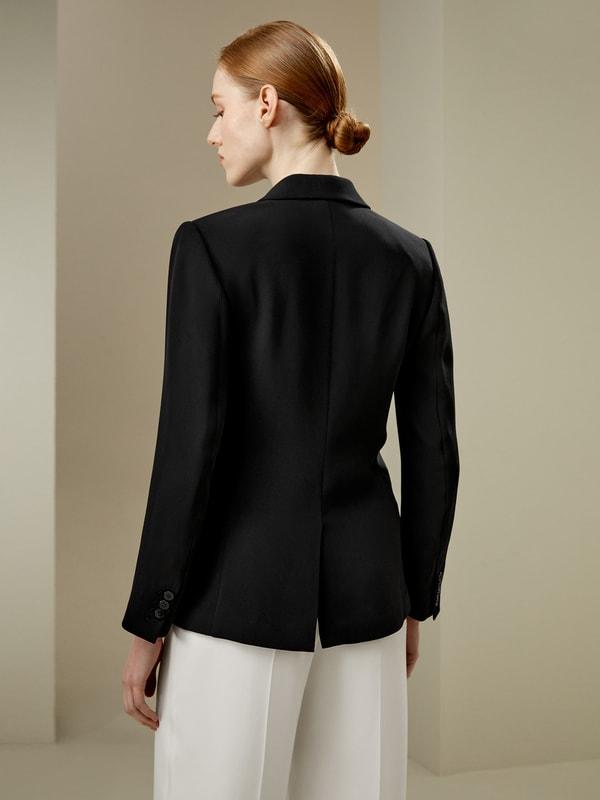 LILYSILK Black Silk Blazer - for Women - Black Mulberry Silk - Wardrobe Must-Have Tailored Silk Tops 14 Product Image